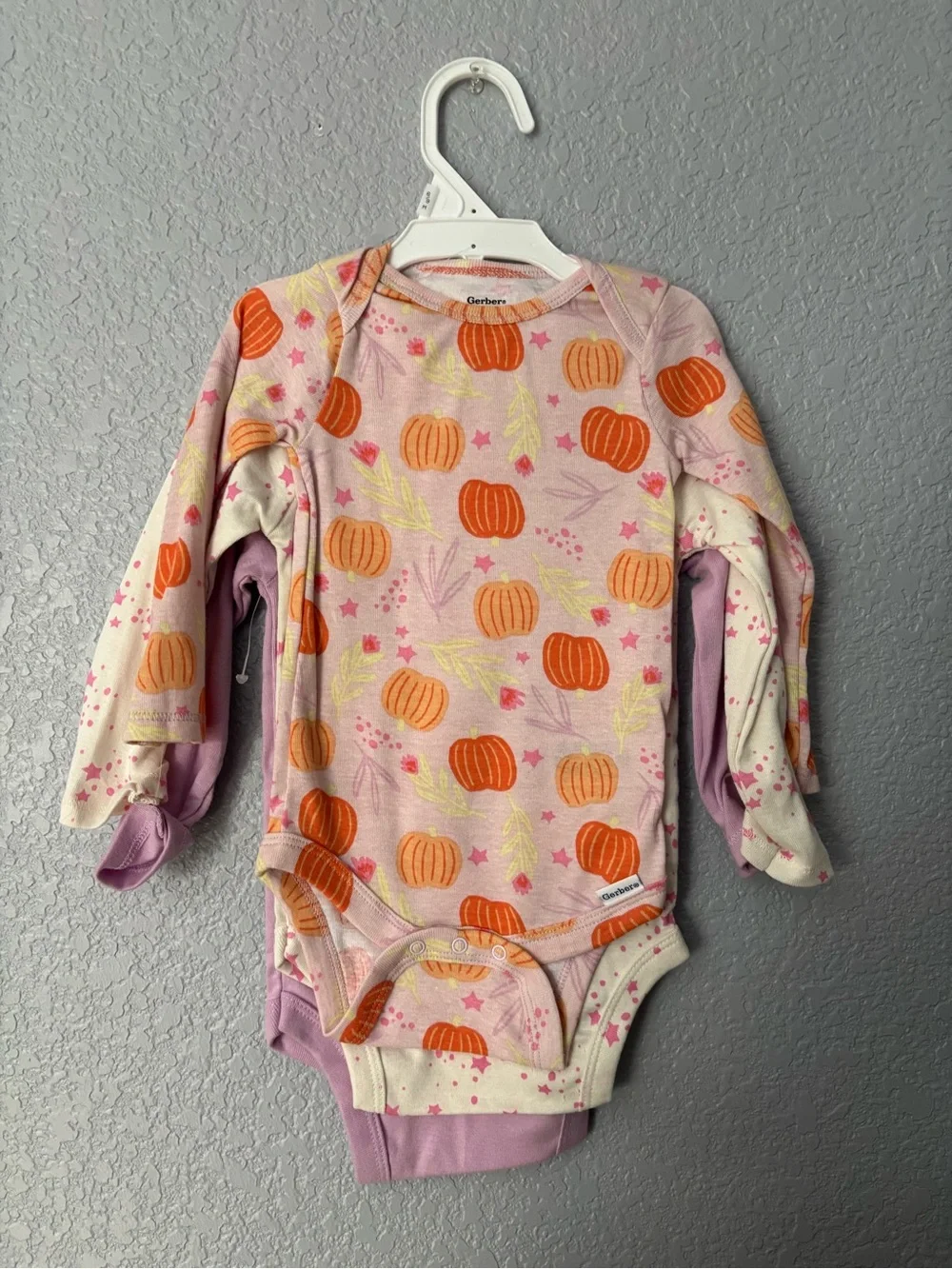 Gerber Mauve Pumpkin Spice Long-Sleeve One-Piece Bodysuit Set